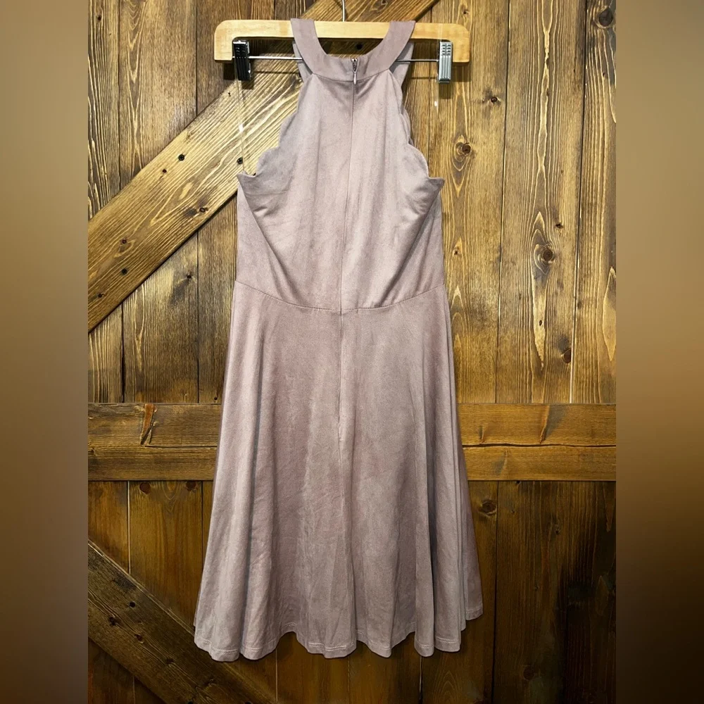 Altar'd State Faux Suede High Neck Sleeveless Mini Dress Dusty Rose Small